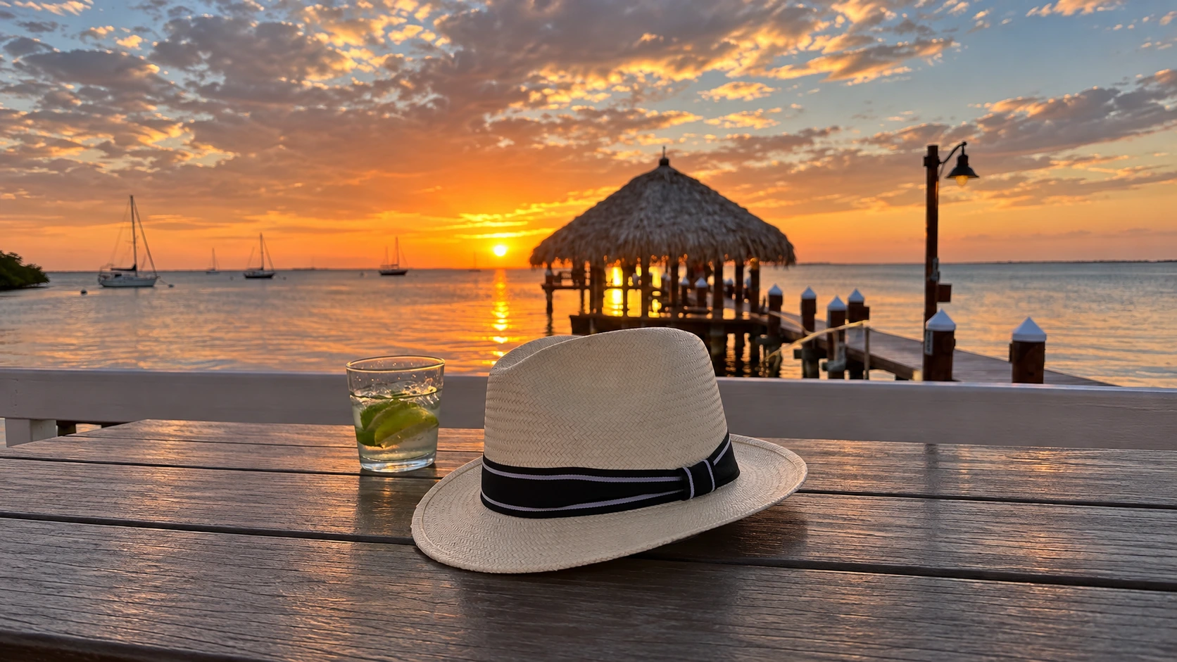 SAPPA Collection A hat in a wide seaside sunset scene